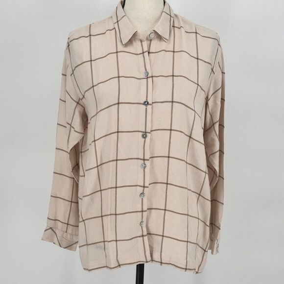 J. Jill Brushed-Twill Pleated-Back Shirt Size Small Long Sleeve‎ Button Down - Picture 1 of 11